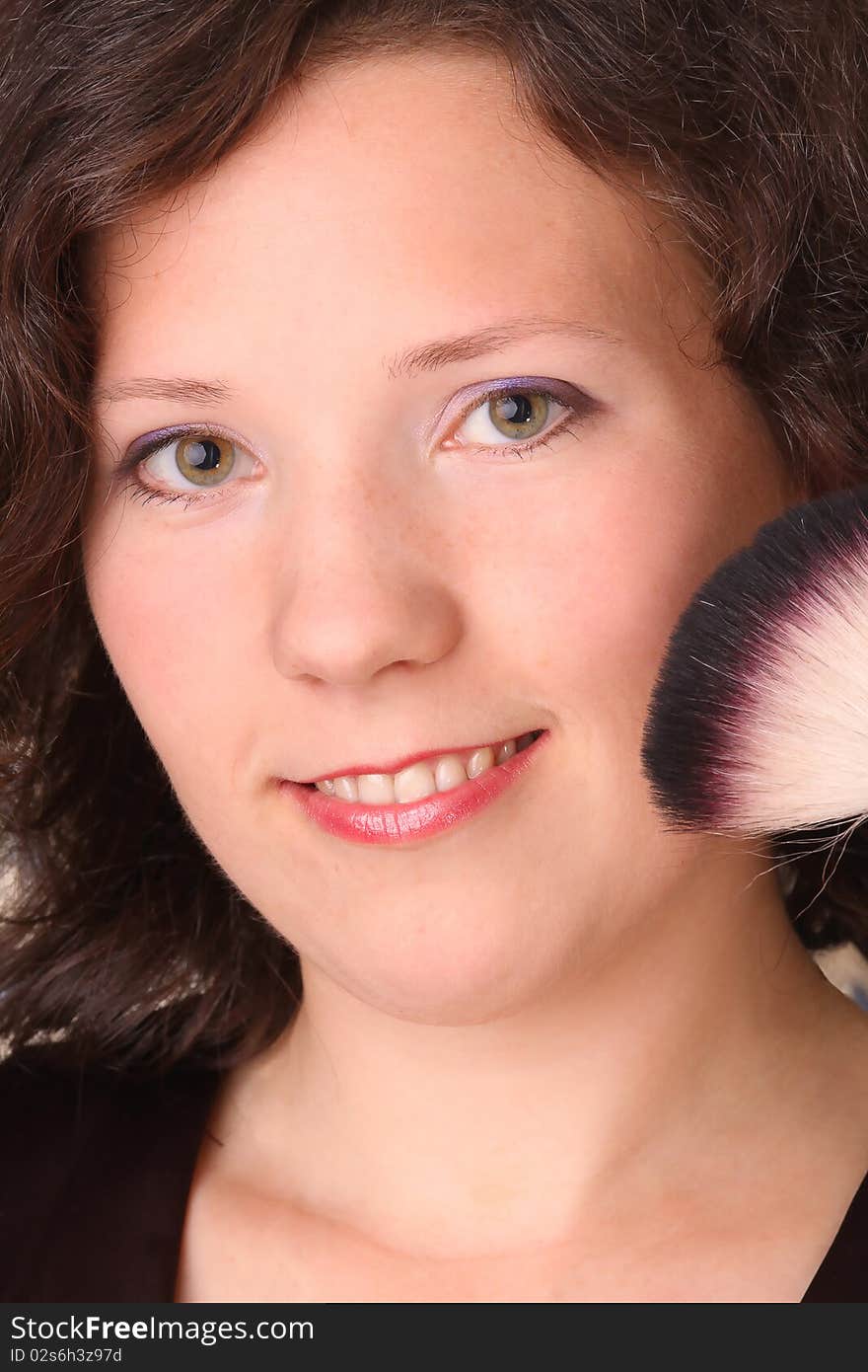 Fashion close-up portrait of beautiful woman with white teeth smile