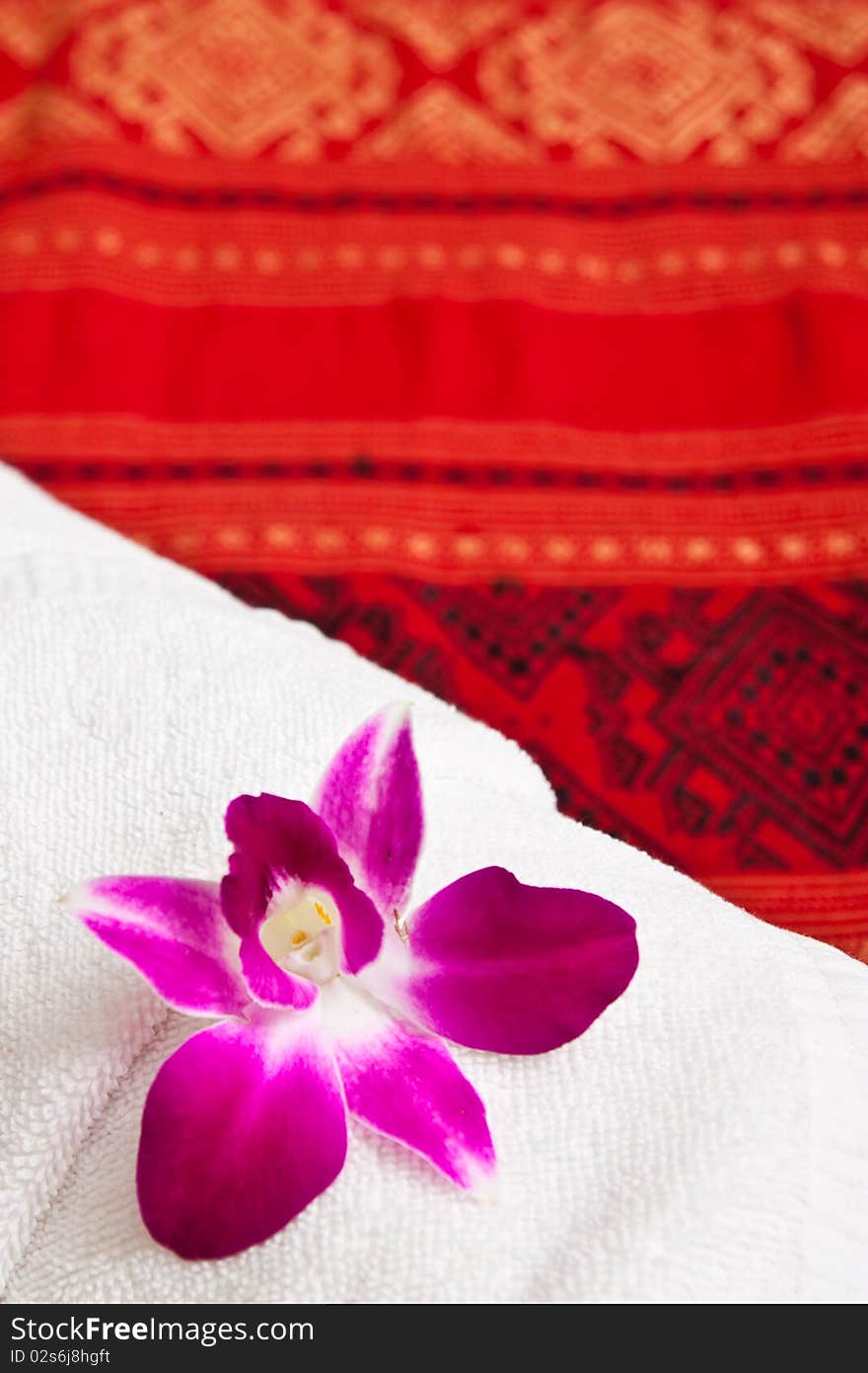 White towel and orchid