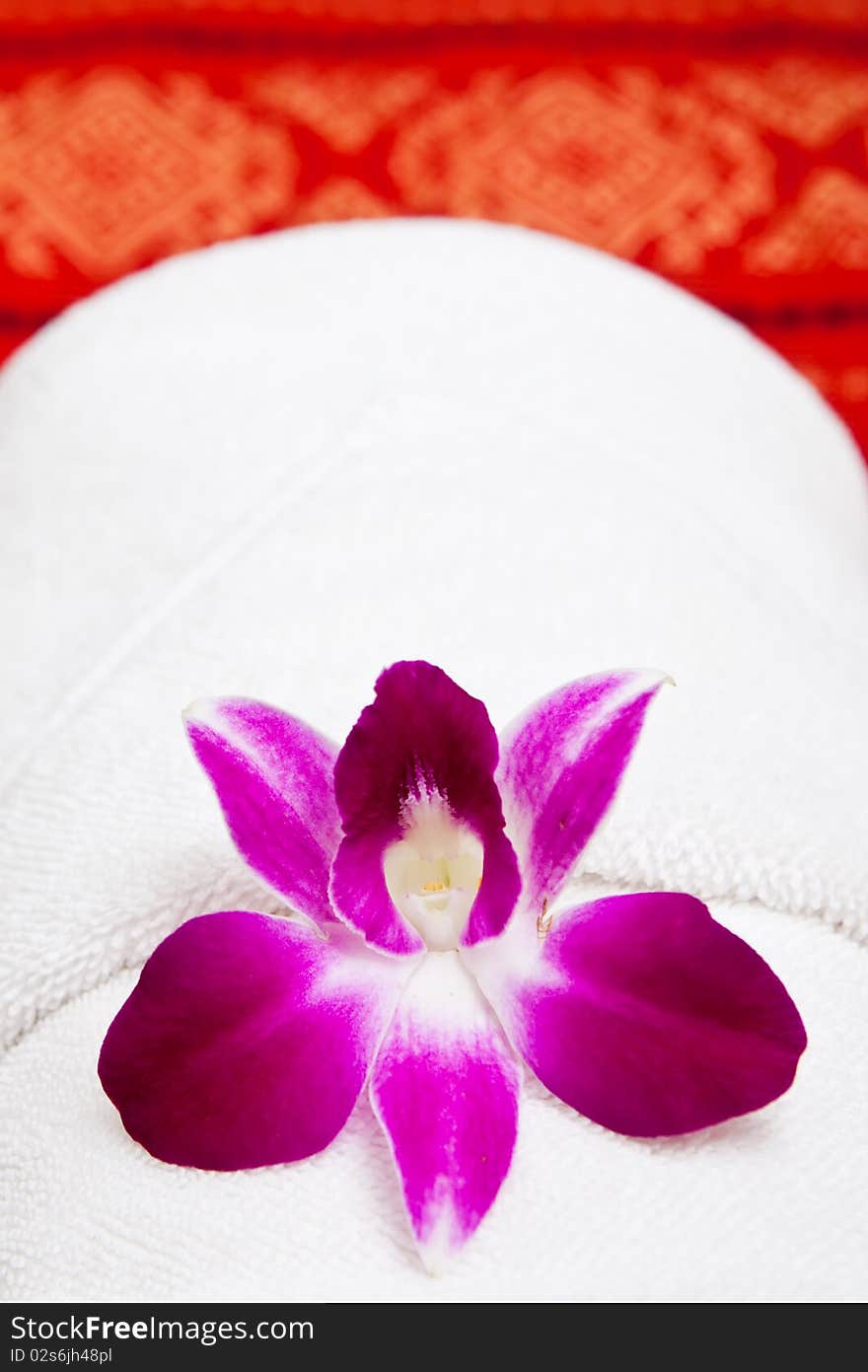 White towel and orchid