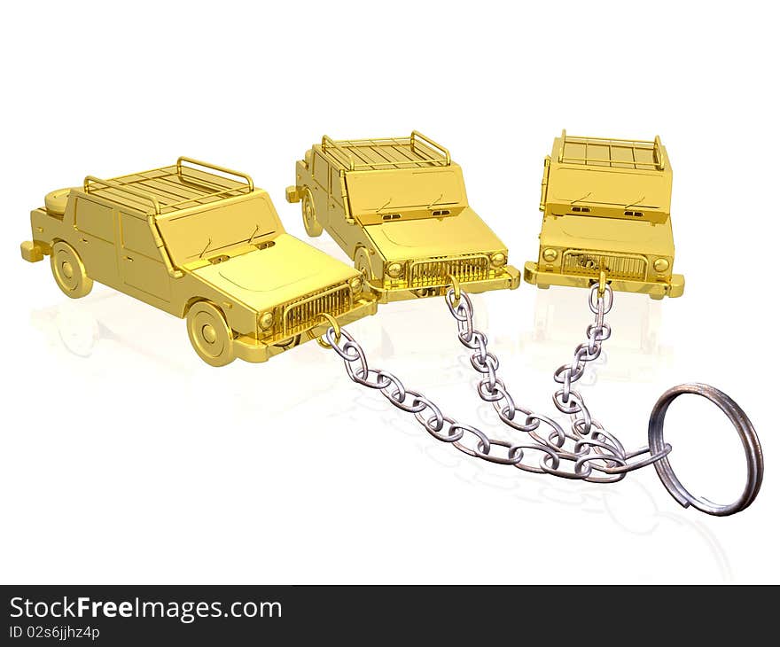 Gold Cars On Keychain