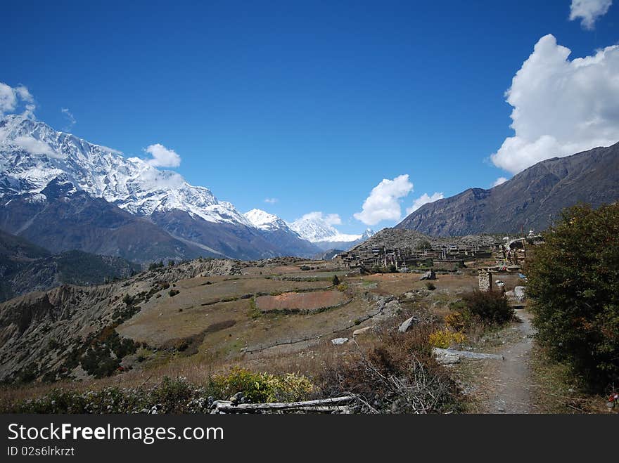 The around Annapurna trek in Nepal. The around Annapurna trek in Nepal