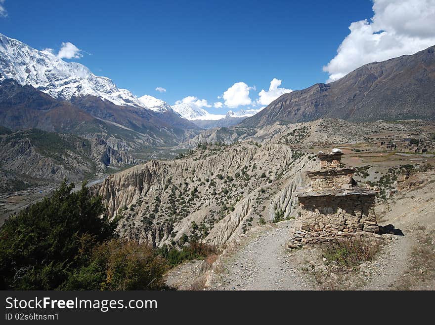 The around Annapurna trek in Nepal. The around Annapurna trek in Nepal