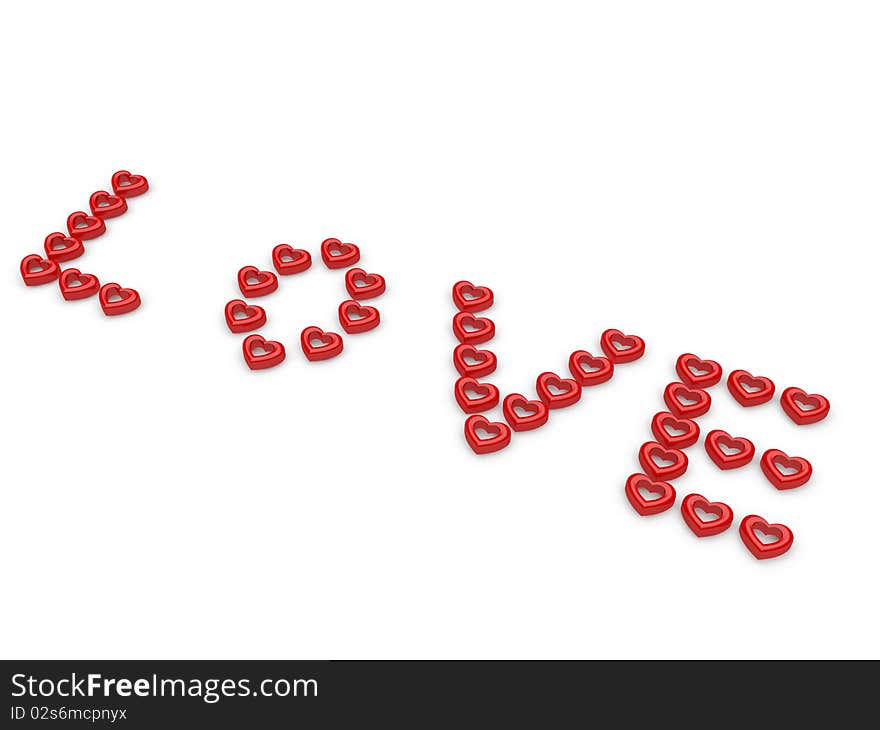 Word love on white background. Word love on white background