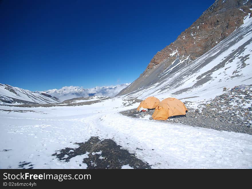 High altitude camping in Nepal. High altitude camping in Nepal