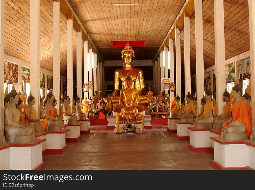 Hall of Buddha in temple in Middle of Thailand. Hall of Buddha in temple in Middle of Thailand