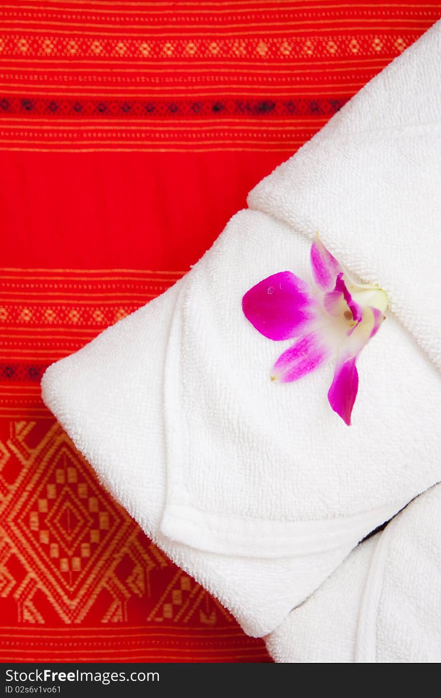 White towel and orchid