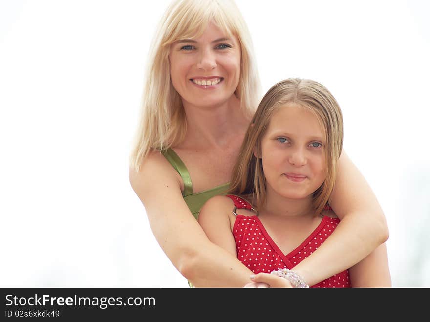 Mum With the daughter on white background. Mum With the daughter on white background