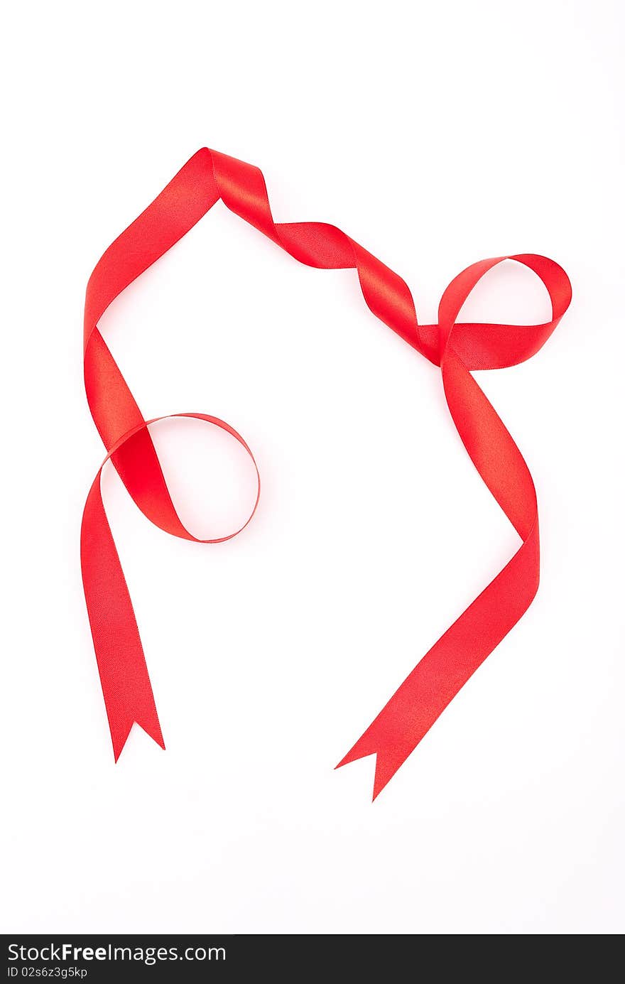 Red ribbon on white background