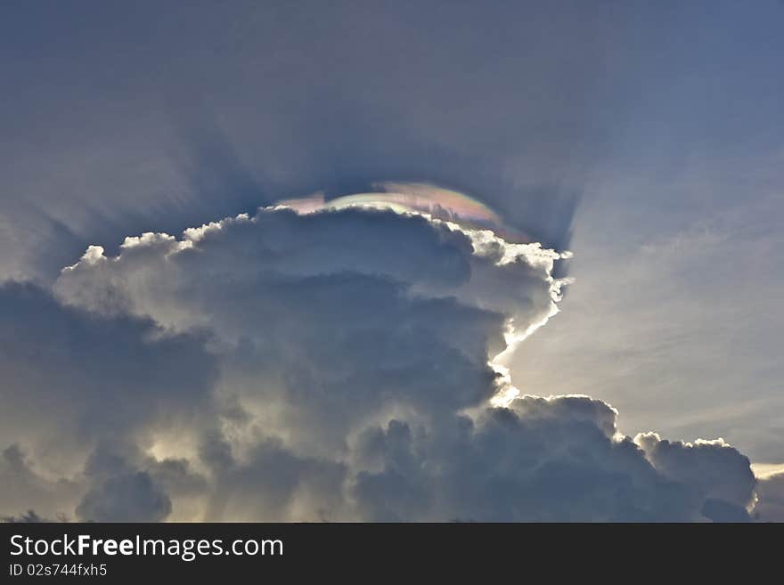 Beautiful sky with clouds and colorful prisma light reflections. Beautiful sky with clouds and colorful prisma light reflections