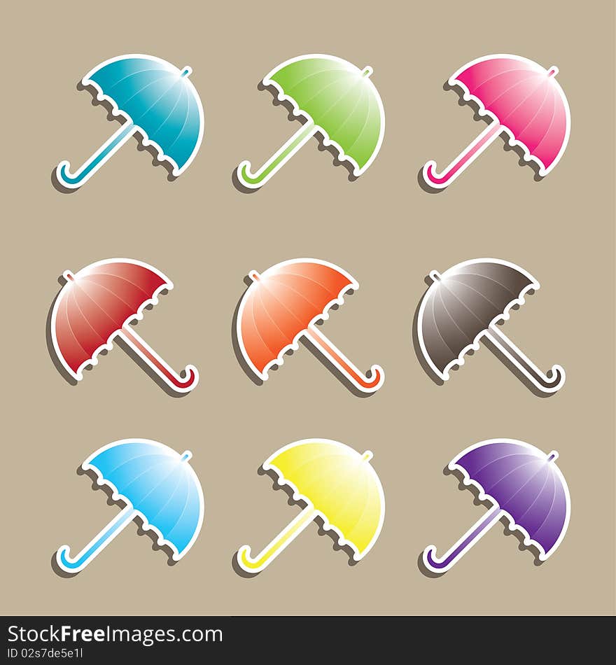 Set of colorful Umbrellas. Vector illustration