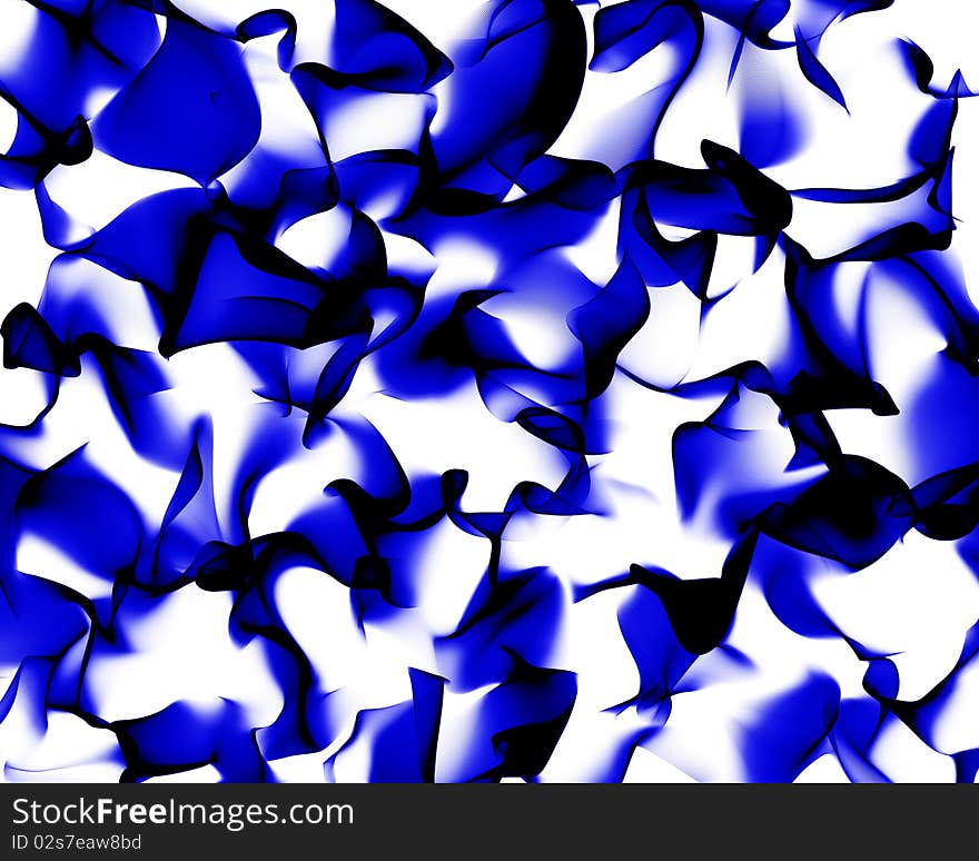 Blue flowing texture background with blue silk flames