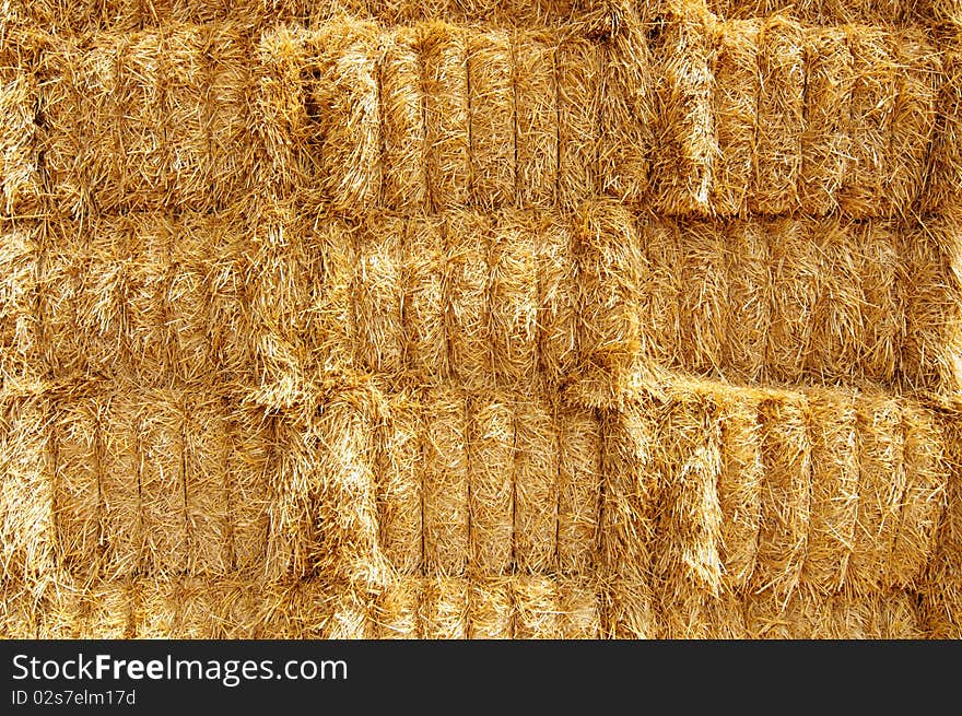 Stacks of hay close-up.