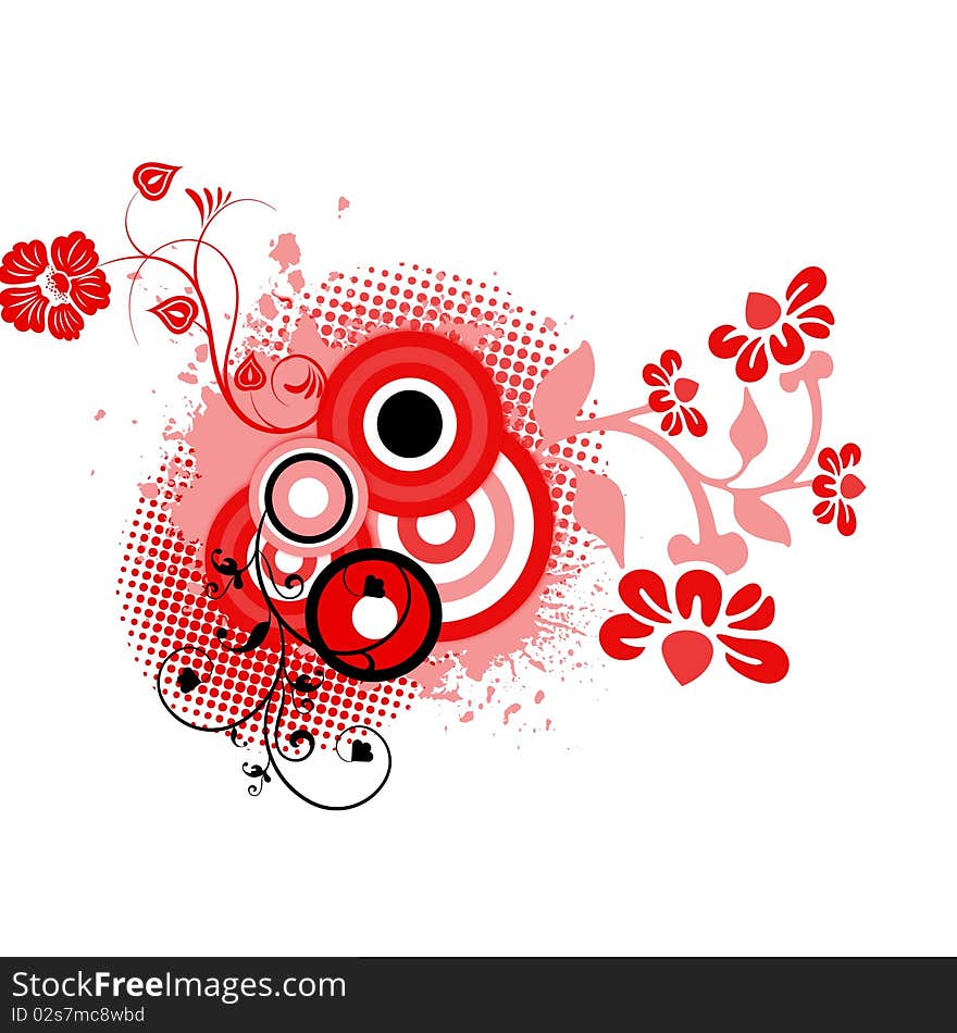 Red Black Floral Background