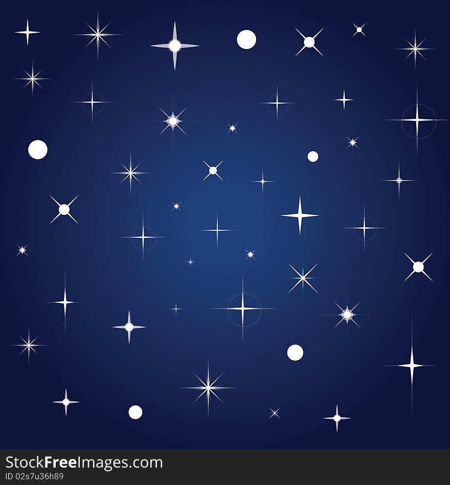 Blue background with stars. Night sky. Vector illustration. Blue background with stars. Night sky. Vector illustration.