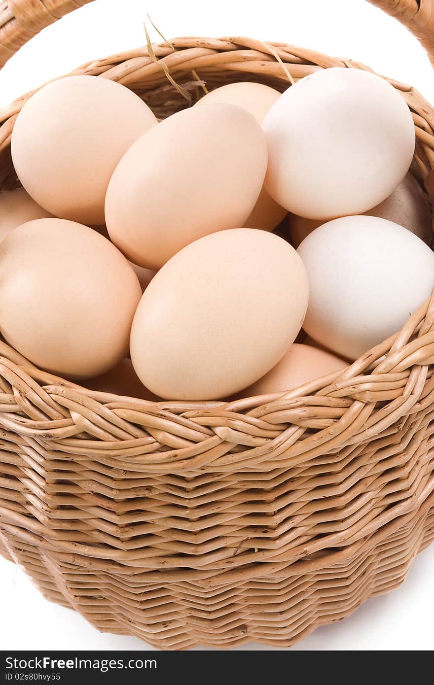 Plate and eggs on white