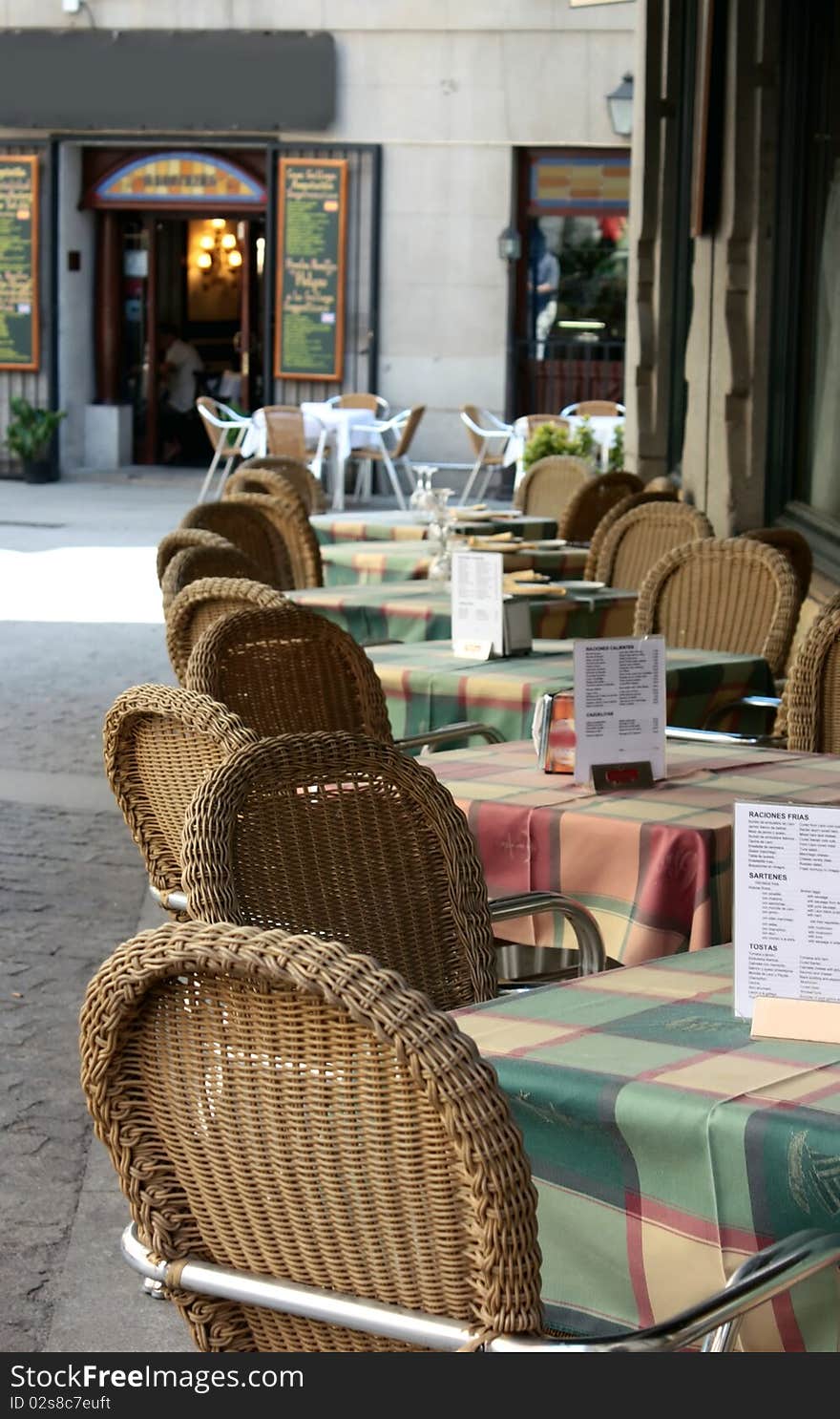 Outdoor restaurant terrace in summertime