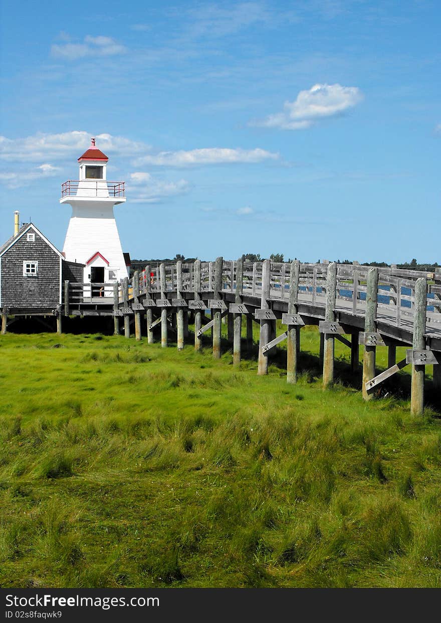 A beautiful lighthouse in Bouctouche NB. Beautiful scenery. A beautiful lighthouse in Bouctouche NB. Beautiful scenery.