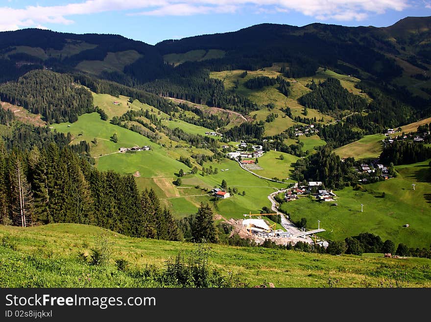 Sight to valley about Maria Alm. Sight to valley about Maria Alm.