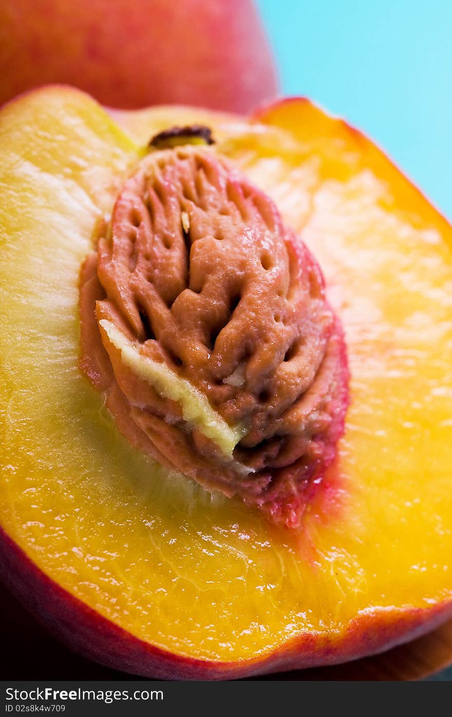 Ripe half peach