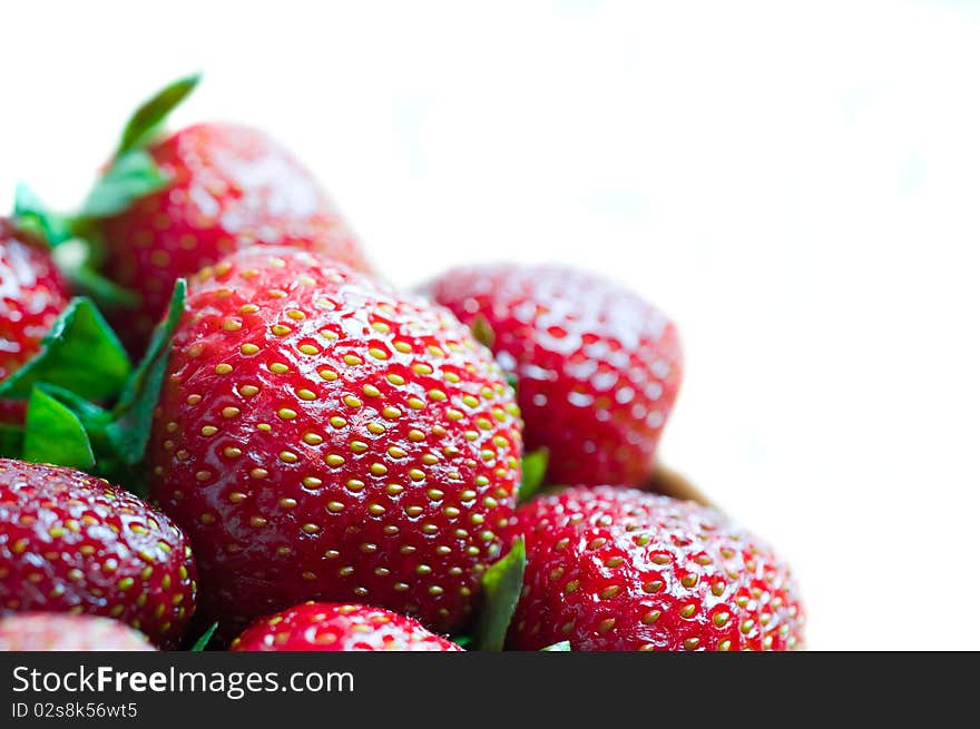 Fresh ripe strawberries isolated on white