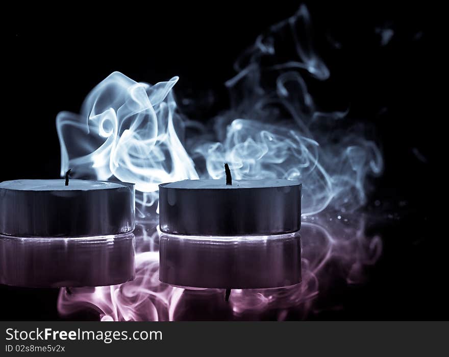 Colored Smoke From Blown Out Tea Candles. Colored Smoke From Blown Out Tea Candles