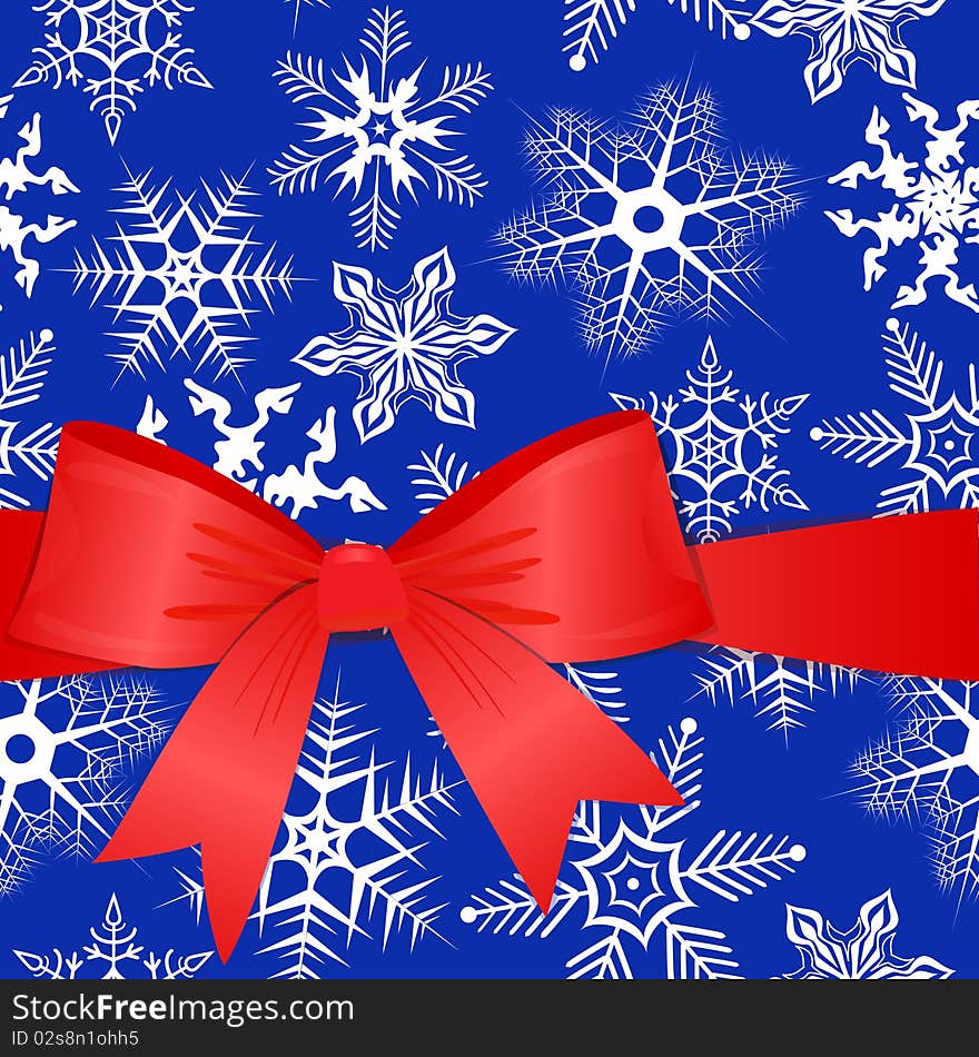 Red bow on a Christmas background. eps10