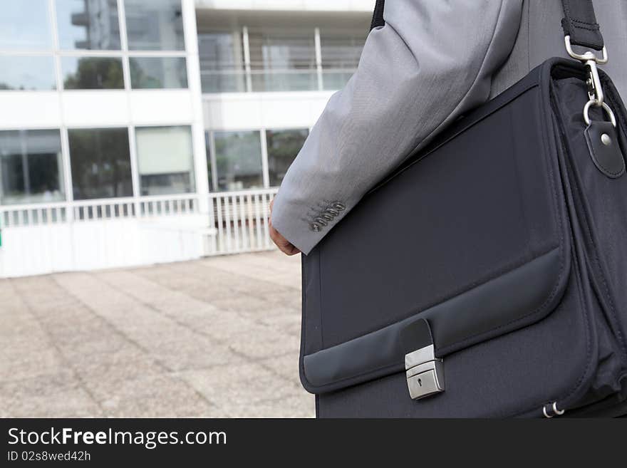 Closeup of black business briefcase. Closeup of black business briefcase