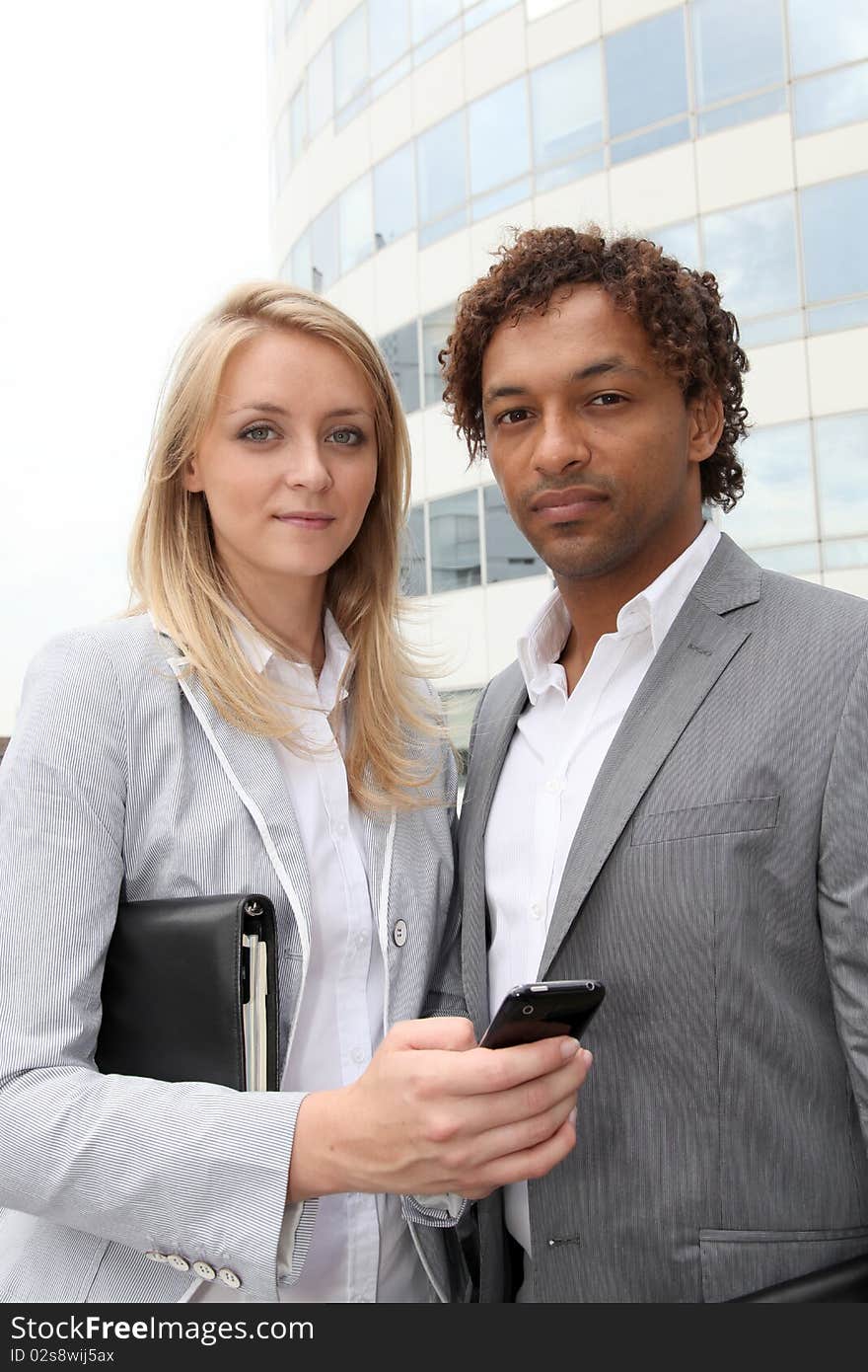 Business partners meeting outside the office. Business partners meeting outside the office