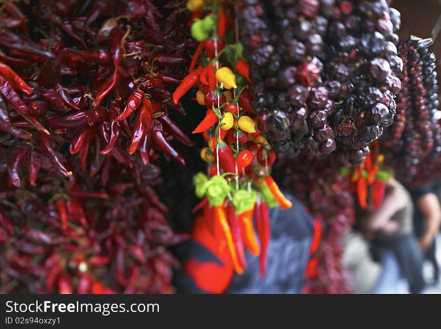 Bunch Of Chilli Peppers Of Different Colors