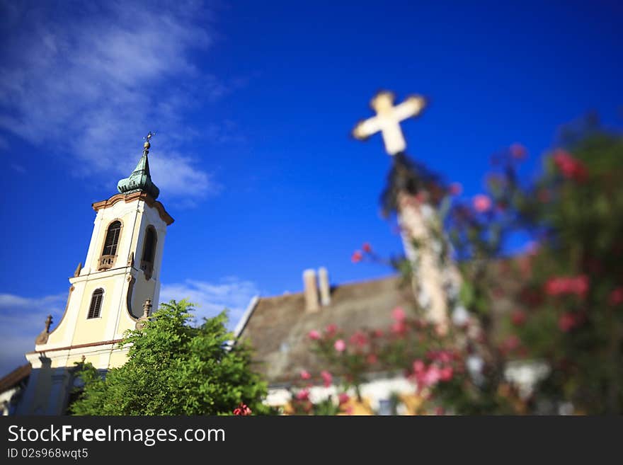 Church And Cross Statue