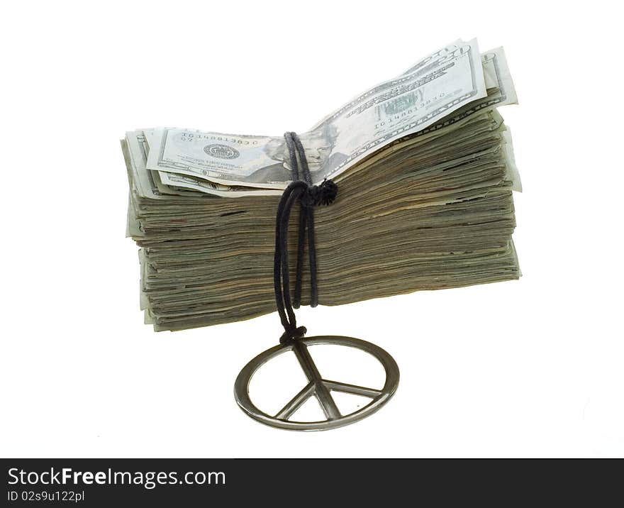 Twenty Dollar Bills Banded with Peace Necklace