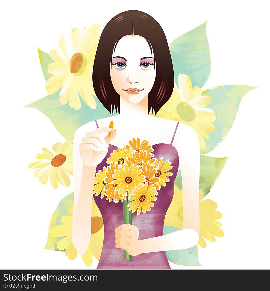 Face of woman with flower. Face of woman with flower