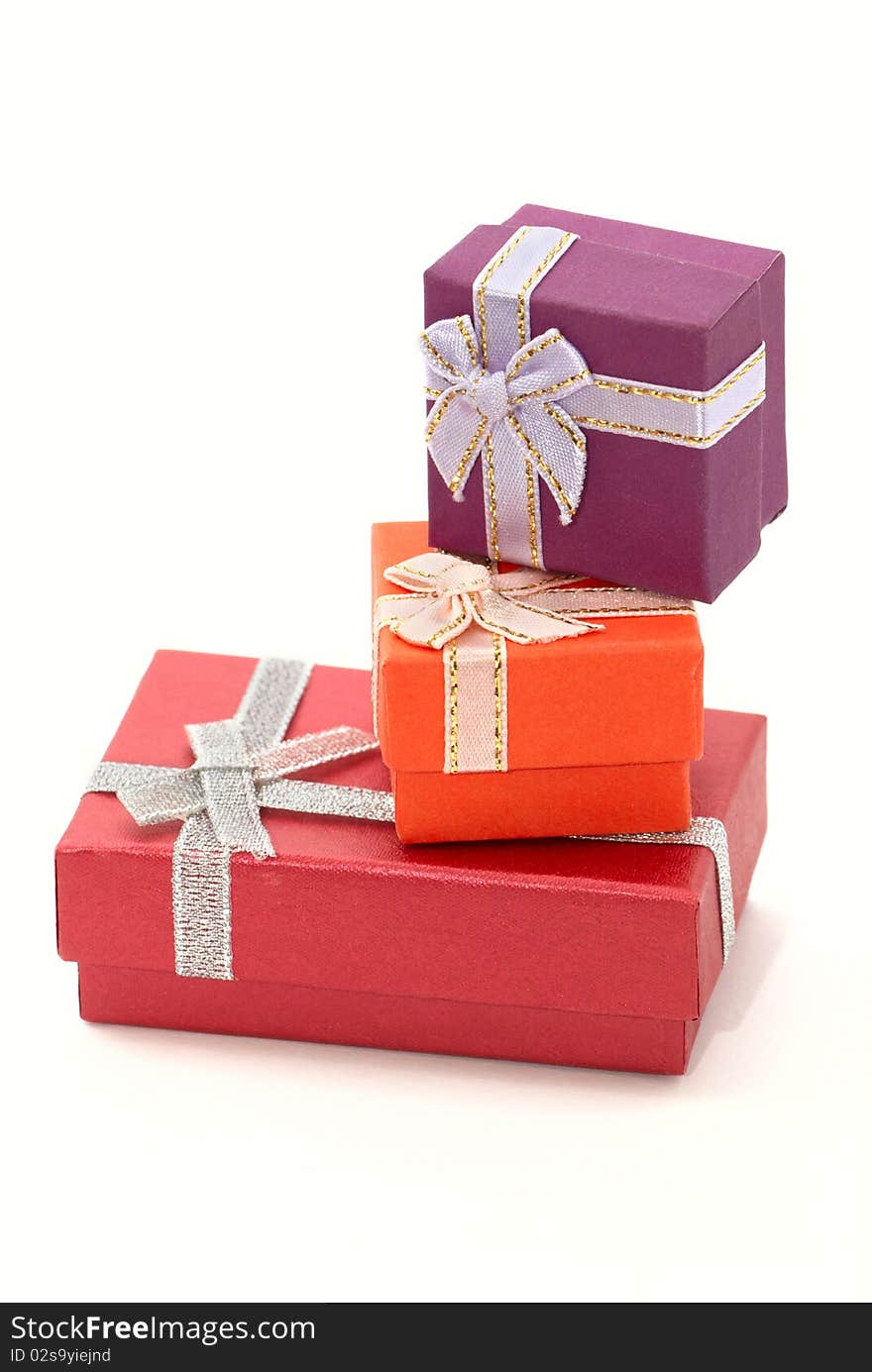 Three gift boxes one on another. Three gift boxes one on another