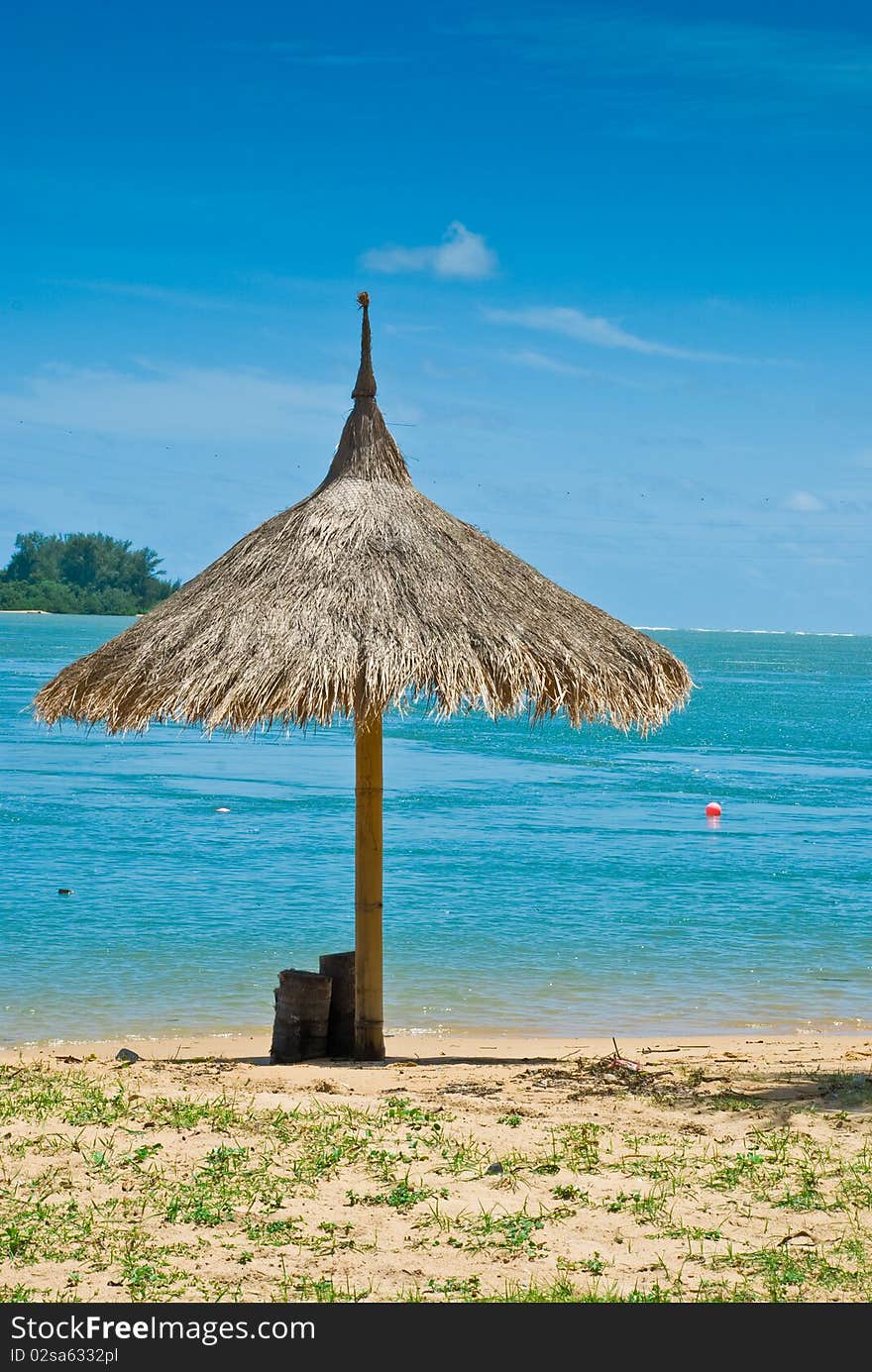 Sunshade and the beach at Phuket, Thailand