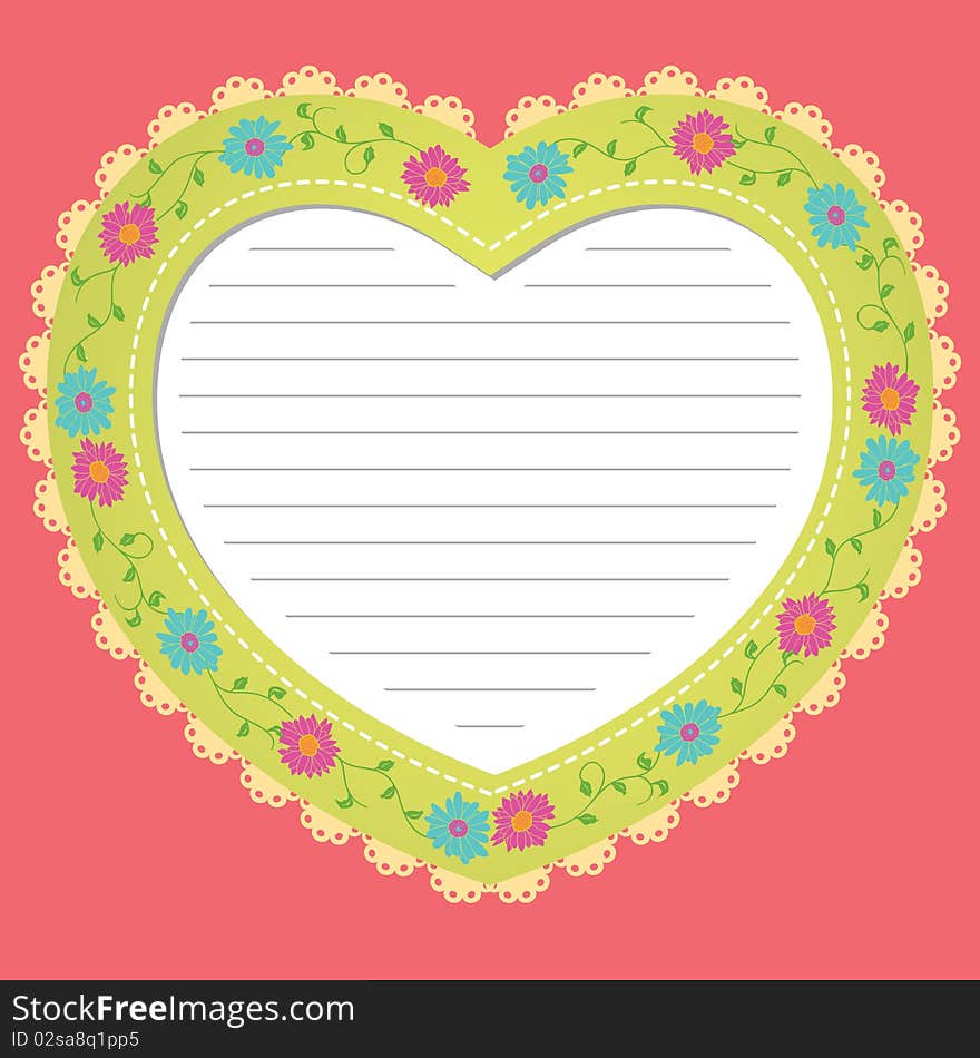 Cute heart shape card with lace edge. Cute heart shape card with lace edge