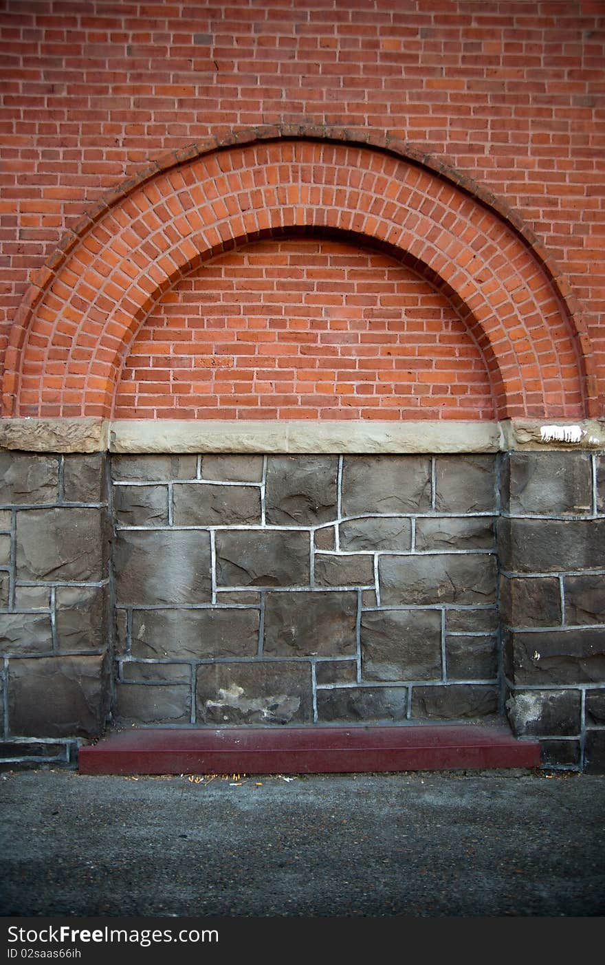 Combination brick and stone arch architectural feature. Combination brick and stone arch architectural feature.