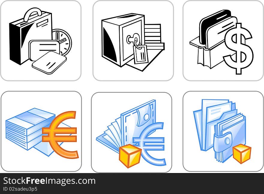 Icons indicate any action or objects. Icons indicate any action or objects.