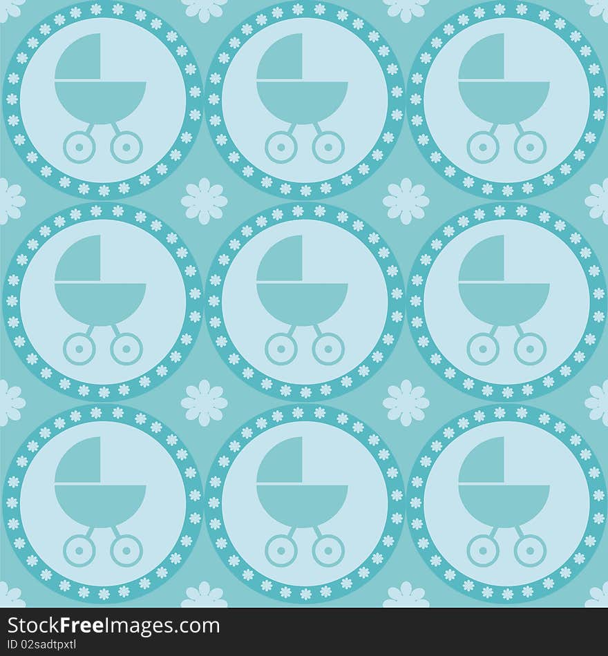 Blue baby arrival seamless pattern