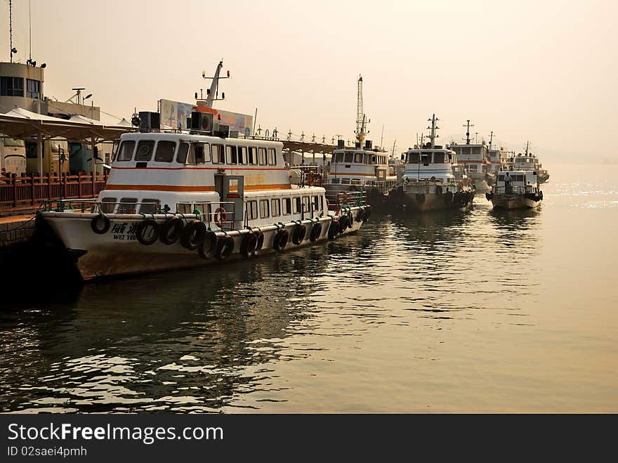 Ships backing to ferry and stopping. Ships backing to ferry and stopping.