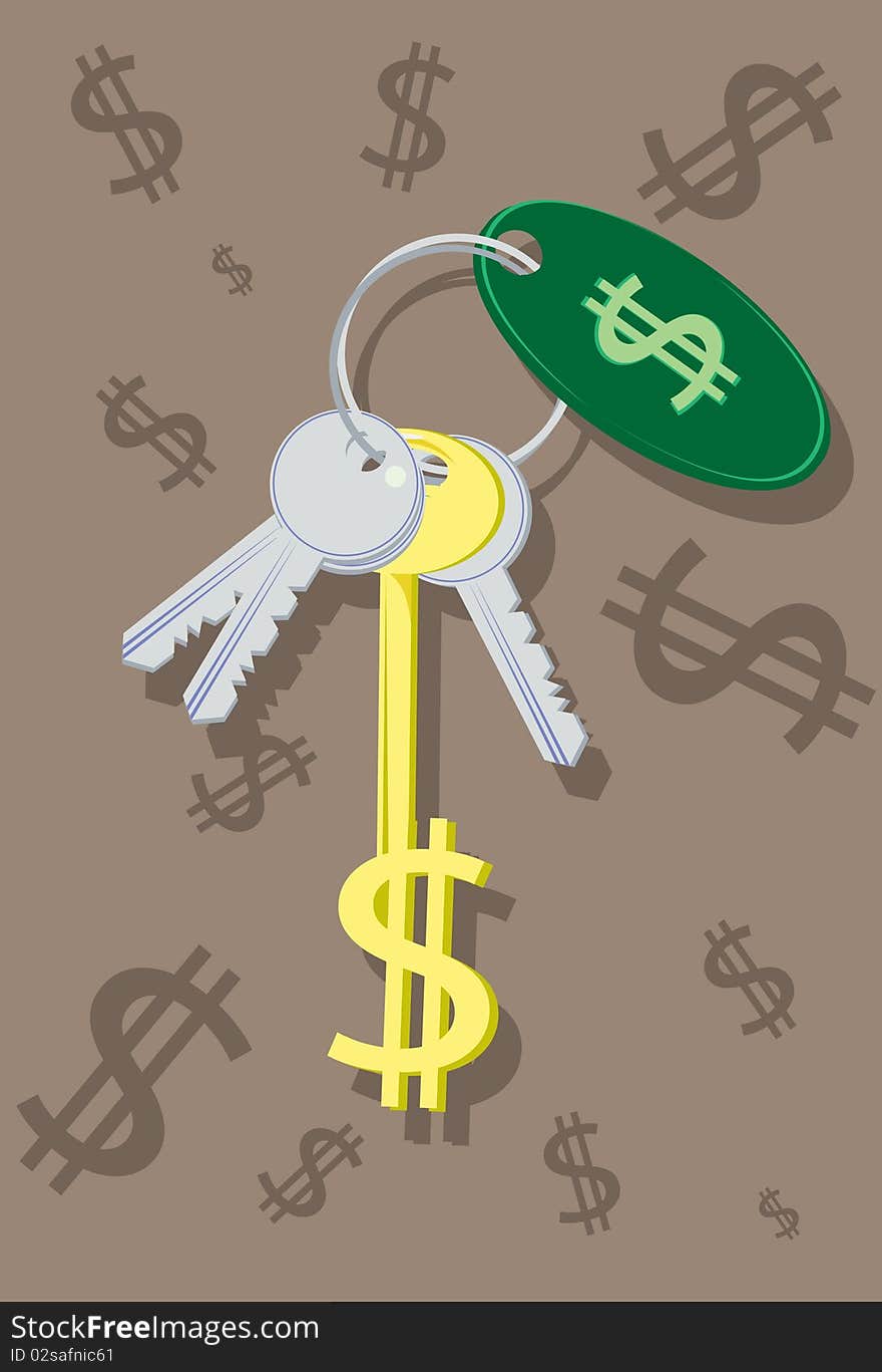 Image of key to unlock success and money. Image of key to unlock success and money