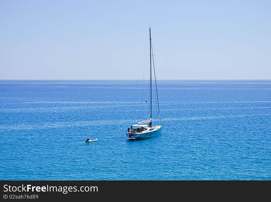 The infinite big blue. View from coast of Porto Giunco, Villasimius, Sardinia, Italy.