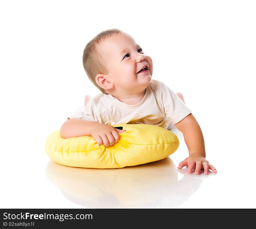 Cute little boy isolated on white background