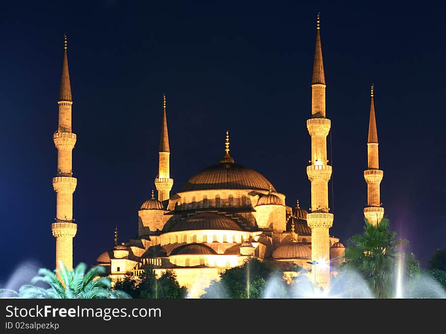 Blue Mosque on night in Istanbul