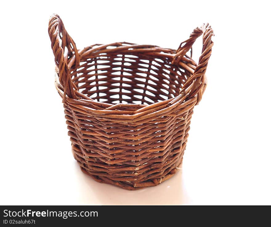 Braiding small basket on a white background