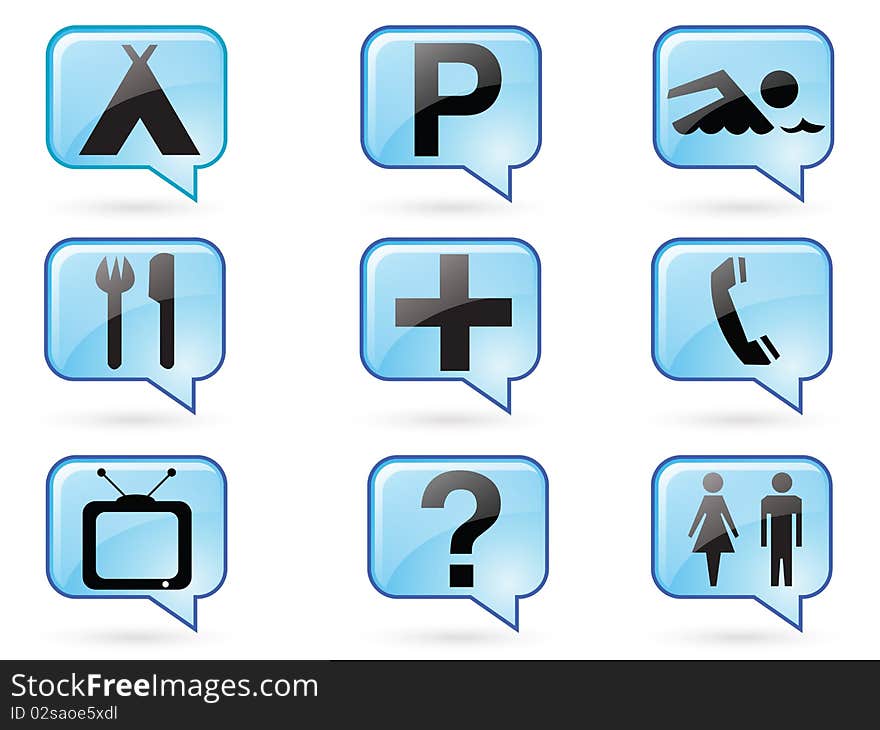 Set of computer icons related to the accommodation business. Set of computer icons related to the accommodation business