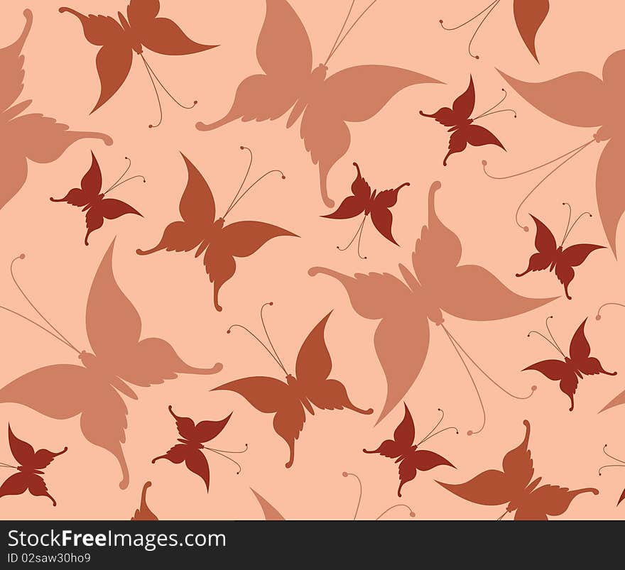 Seamless Background With Retro Butterflies