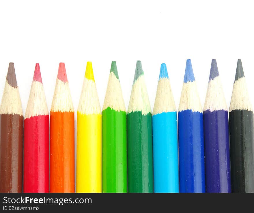 Color pencils isolated on a white background