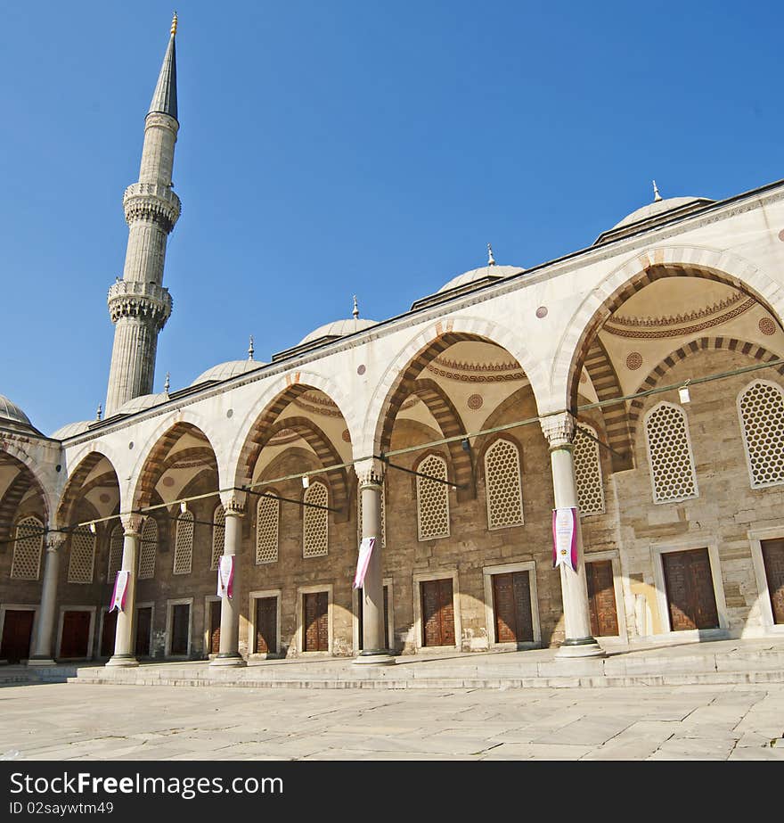 Inner courtyard of the Blue Mosque in Istanbul