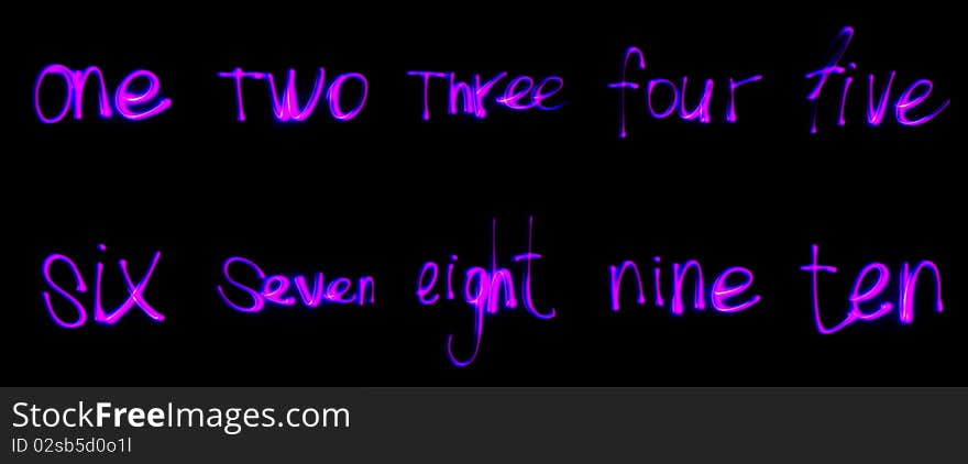 The words with numbers, isolated on black background. The words with numbers, isolated on black background.