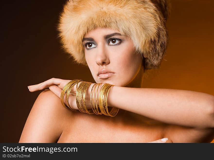 Woman in fur hat